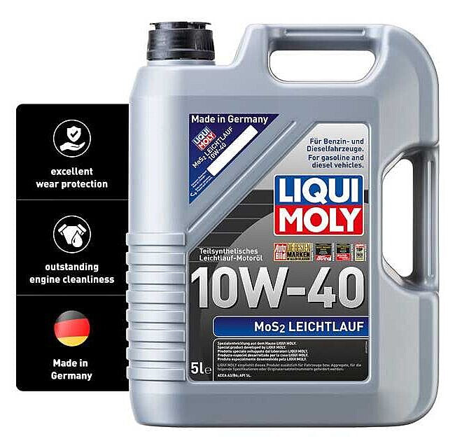 Ulei motor Liqui Moly MoS₂ Leichtlauf 10W-40, semi-sintetic, protecție anti-uzură - 5L