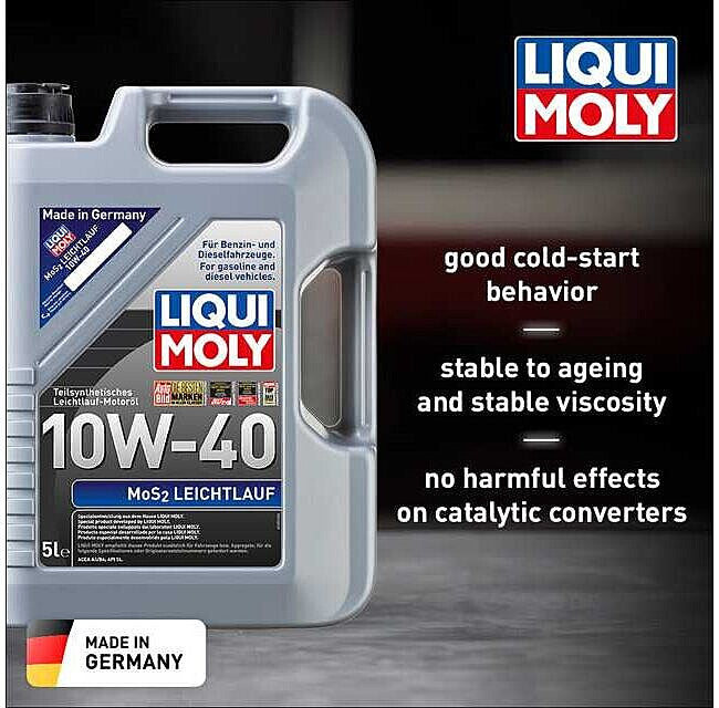 Ulei motor Liqui Moly MoS₂ Leichtlauf 10W-40, semi-sintetic, protecție anti-uzură - 5L