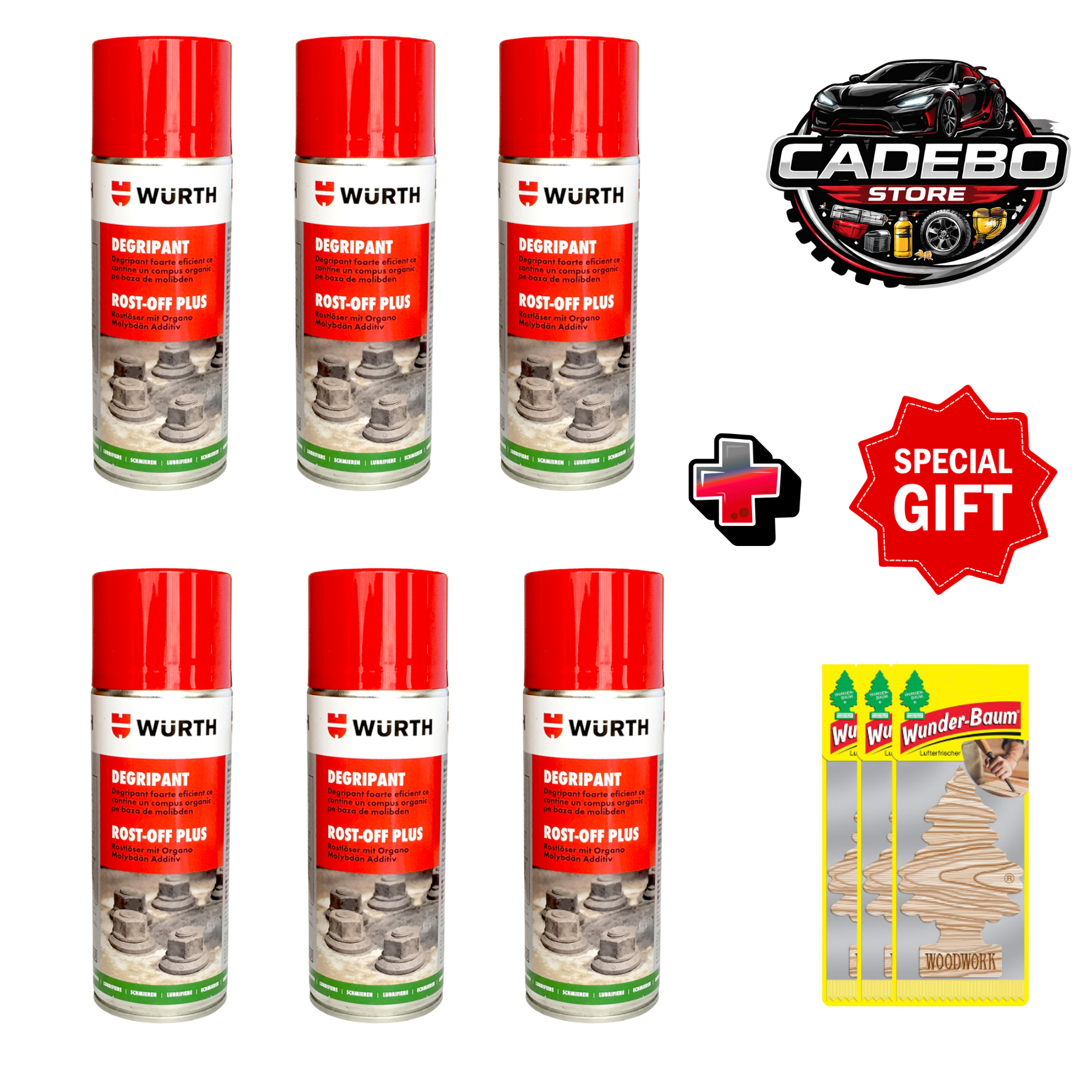 Set 6 x Degripant Würth Rost-Off 400 ml – Spray Profesional Antirugină – CADOU inclus