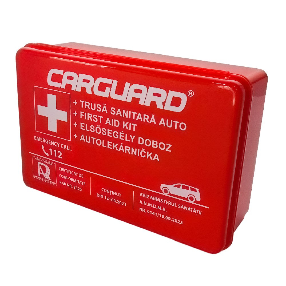 Trusă Medicală Auto CARGUARD DIN 13164 Omologată RAR – Kit Prim Ajutor Obligatoriu pentru Mașină